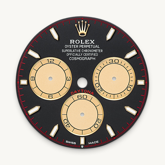 Tiefschwarzes und champagnerfarbenes Zifferblatt